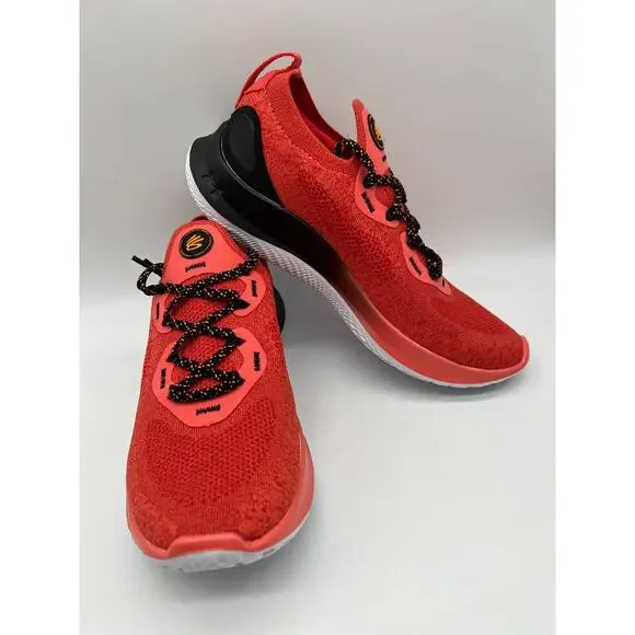 Under Armour Curry Flow Go Coral Red Black 3023814-604 Men's Size 7 - Picture 15 of 16